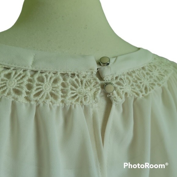 MONTEAU Cream Boho Blouse W Bell Sleeves - M - Picture 7 of 10